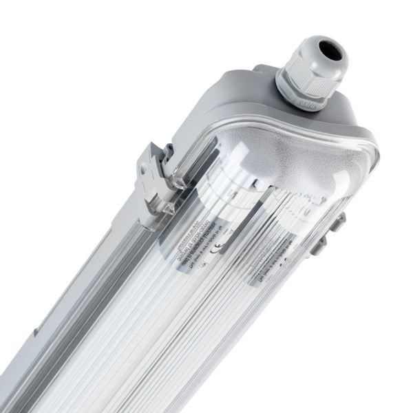 LED-Feuchtraumleuchte 2 x 9 W mit Rohr Grau günstig online kaufen