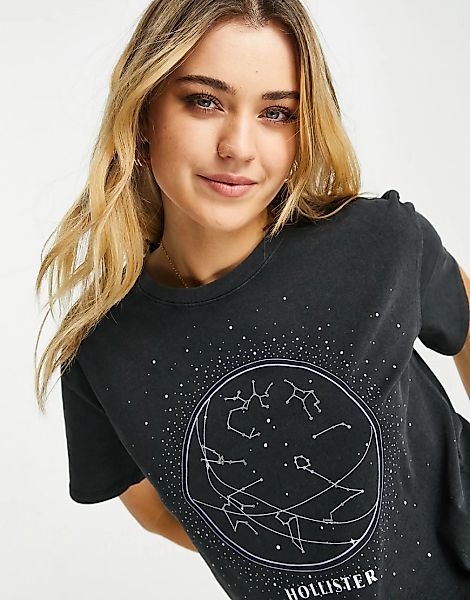 Hollister – Cooles tailliertes Mädchen-T-Shirt in Schwarz günstig online kaufen