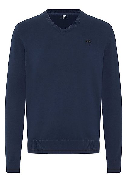 Polo Sylt Strickpullover mit V-Neck und Stickerei günstig online kaufen