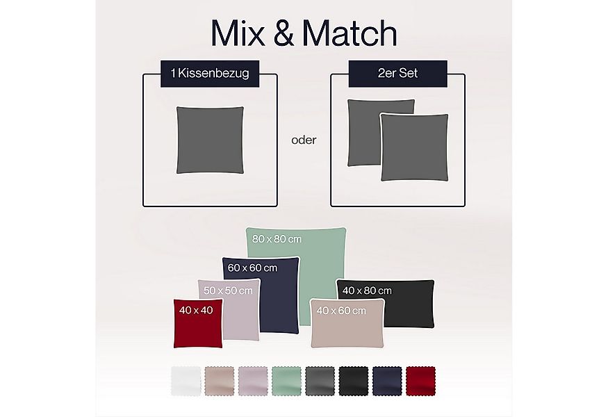 Blumtal Kissenbezüge Premium Mako Satin Kissenbezug, superweich aus 100% Ba günstig online kaufen