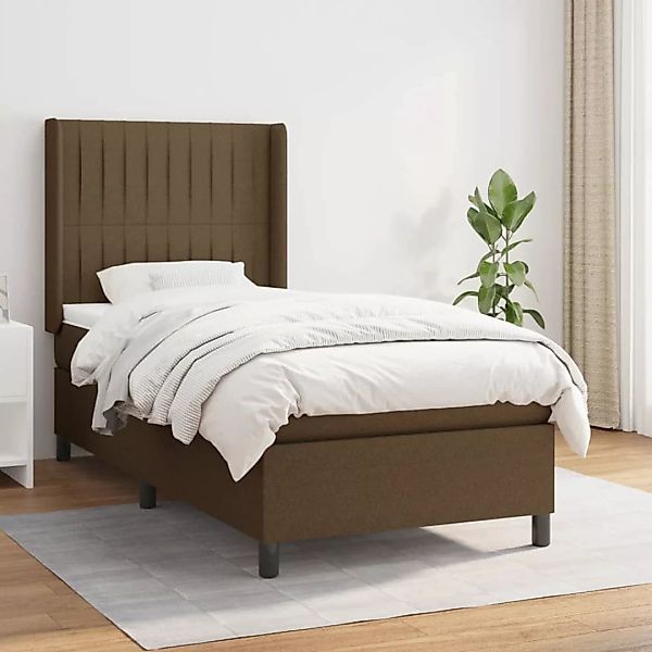 Vidaxl Boxspringbett Mit Matratze Dunkelbraun 100x200 Cm Stoff günstig online kaufen