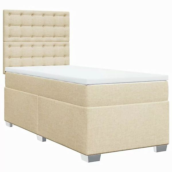 vidaXL Bett Boxspringbett mit Matratze Creme 90x200 cm Stoff günstig online kaufen