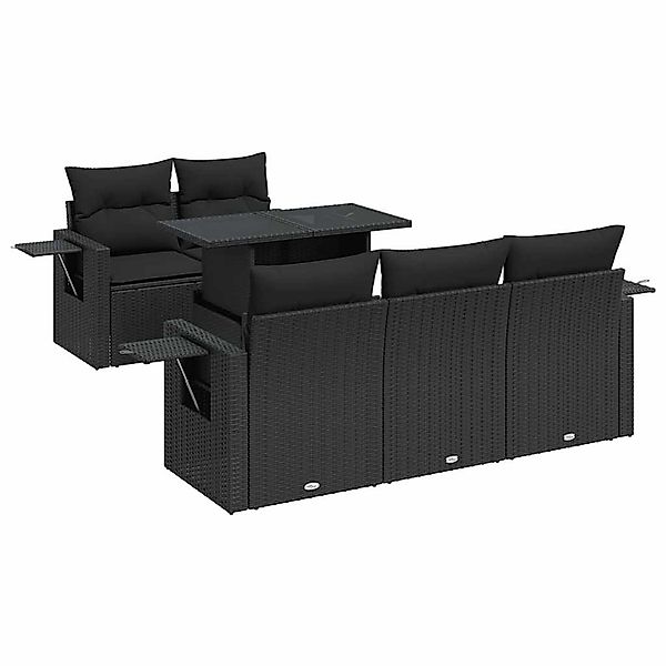 vidaXL 6-Tlg Garten-Sofagarnitur mit Kissen Schwarz Poly Rattan 3326406 günstig online kaufen