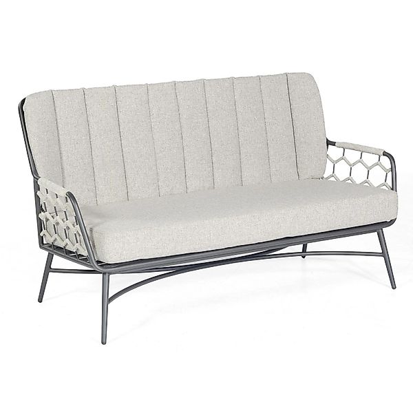 Natur24 Lounge-Sofa Yale Aluminium und Polyrope Silbergrau mit Kissen Garte günstig online kaufen