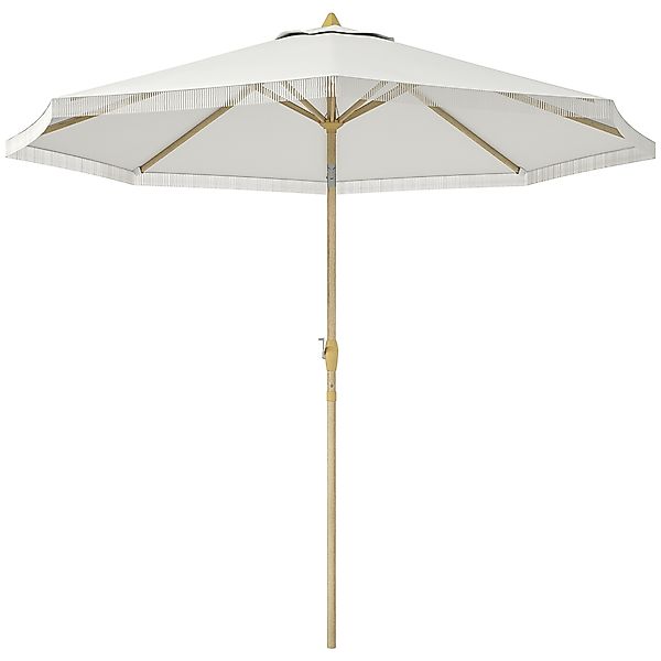 Outsunny Neigbarer Garten-Sonnenschirm mit Kurbel und Fransen, Metallmast i günstig online kaufen