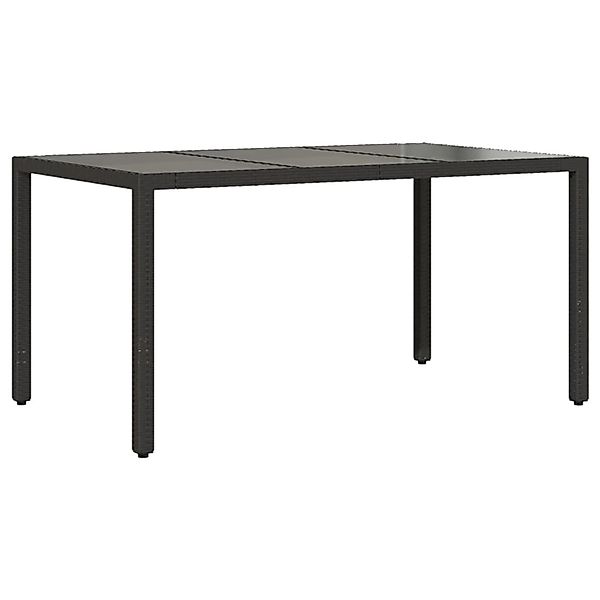 vidaXL Gartentisch mit Glasplatte Schwarz 150x90x75 cm Poly Rattan 365531 günstig online kaufen