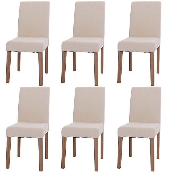 MCW Esszimmerstuhl Littau Chenille 6er-Set Creme Naturfarbene Beine günstig online kaufen