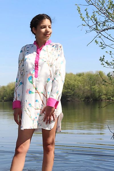 Tunika Hanami - Lange Bluse Aus Bio-baumwolle günstig online kaufen