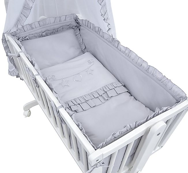 Baby-Delux Stubenbett Babywiege Komplettset Royal Rüsche, Schaukelwiege Wei günstig online kaufen
