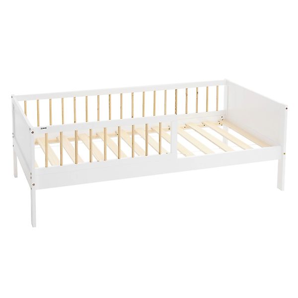 ML-Design Kinderbett 80x160 cm Weiß-Natur Einzelbett für Kinder günstig online kaufen