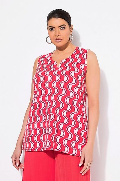 Ulla Popken Longtop Top Wellenmuster A-Linie Rundhals ärmellos günstig online kaufen