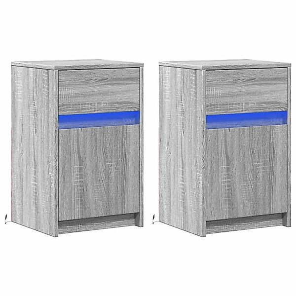 vidaXL Nachttische mit LED-Leuchten 2 Stk, Grau Sonoma Holzwerkstoff 852009 günstig online kaufen