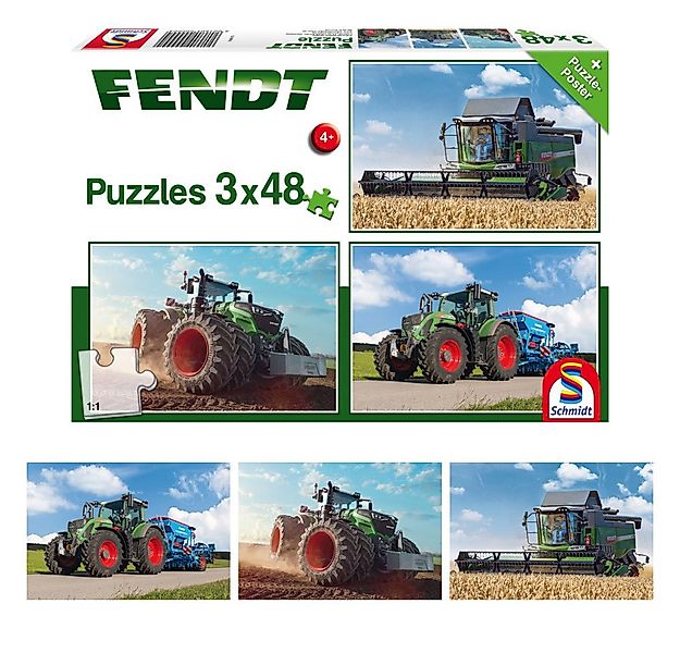 Schmidt Spiele Puzzle Puzzle Fendt 3x48 Teile mit Puzzleposter, Puzzleteile günstig online kaufen