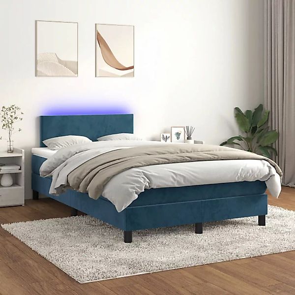 vidaXL Boxspringbett Boxspringbett mit Matratze LED Dunkelblau 120x200 cm S günstig online kaufen