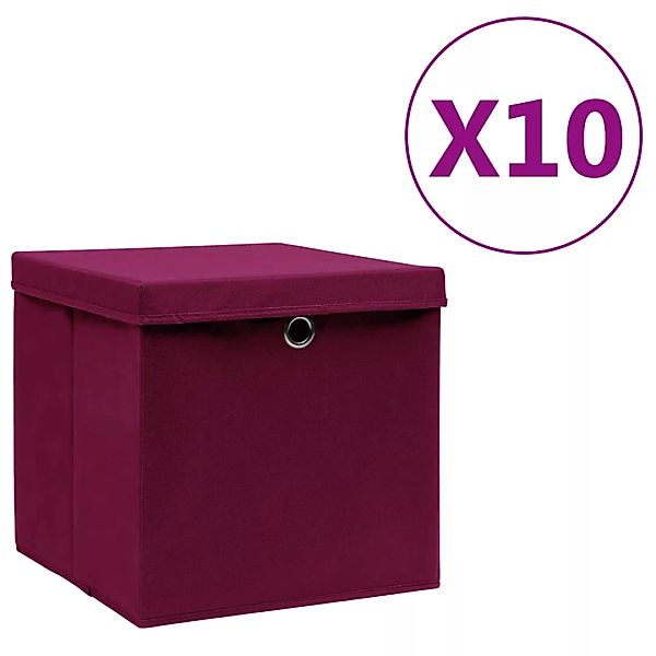 Aufbewahrungsboxen Mit Deckeln 10 Stk. 28x28x28 Cm Dunkelrot günstig online kaufen