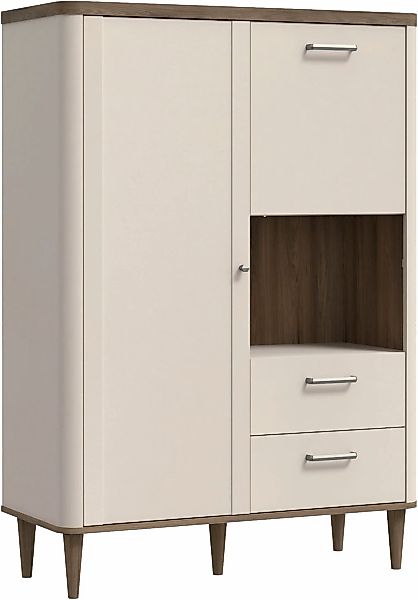 FORTE Highboard "Lacetti" B/H/T 100,1/142,9/41,2 cm Echtholzfüße günstig online kaufen