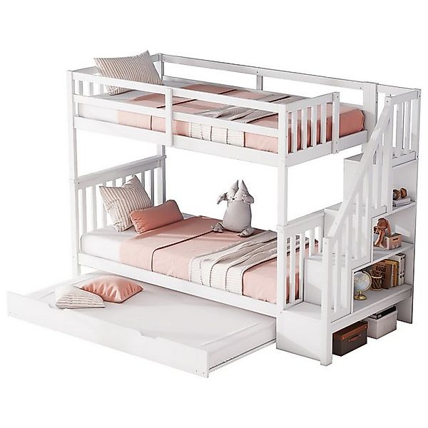 PHOEBE CAT Etagenbett, Kinderbett mit Ausziehbett 90x190cm und Treppenregal günstig online kaufen
