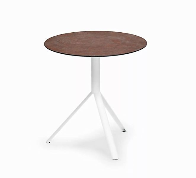 Trio Garten Beistelltisch wetterfest Weiß HPL Corten ∅70 cm günstig online kaufen