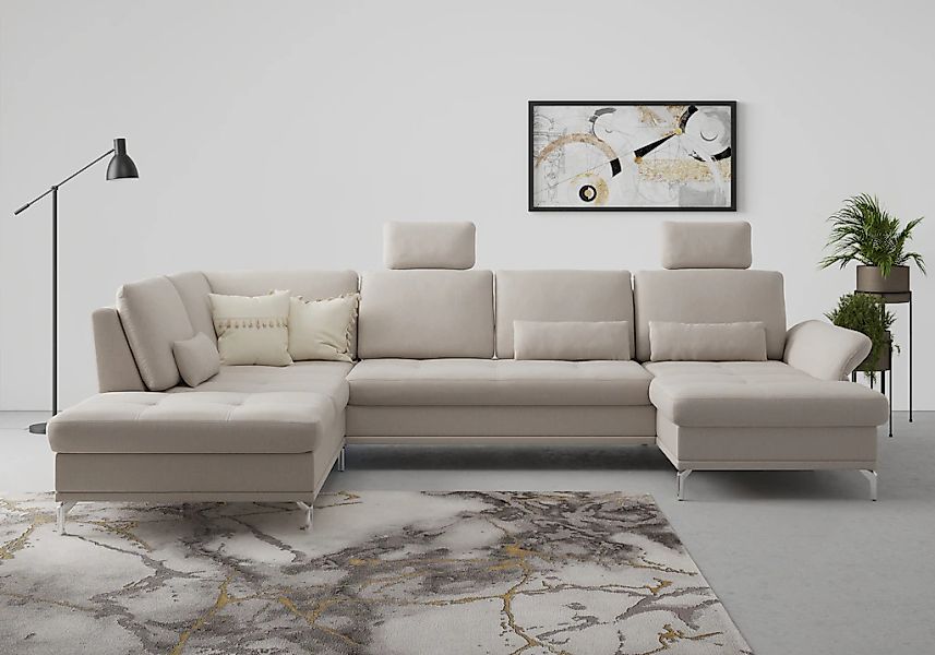 Home affaire Wohnlandschaft "Palm Beach U-Form" Federkern, mit Sitztiefenve günstig online kaufen