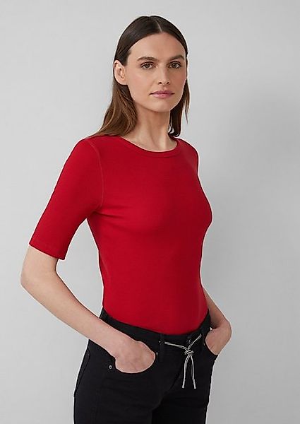 s.Oliver Kurzarmshirt Geripptes T-Shirt im Slim Fit aus Baumwollmix günstig online kaufen