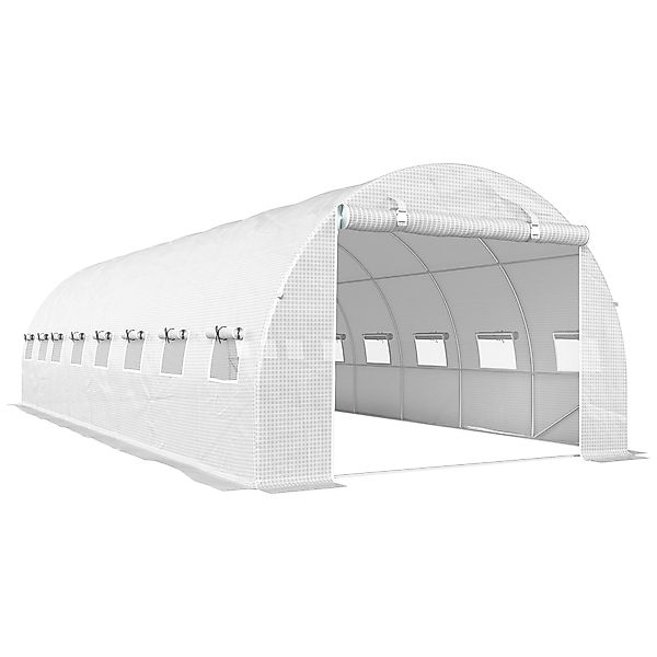 Outsunny Gewächshaus Tunnel 24m² 8L x 3l x 2H m - 16 Fenster, aufrollbare R günstig online kaufen