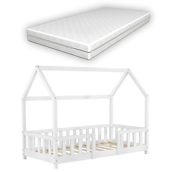 en.casa Kinderbett, »Sisimiut« Hausbett mit Matratze 70 x 140 cm Weiß günstig online kaufen