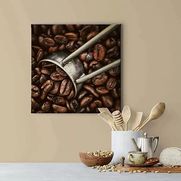 Bricoflor Leinwandbild Mit Kaffee Motiv Wand Deko Bild Mit Kaffeebohnen Ide günstig online kaufen