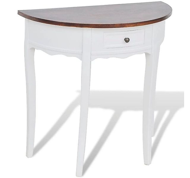 furnicato Konsolentisch mit Schublade und Brauner Tischplatte Halbrund (1-S günstig online kaufen