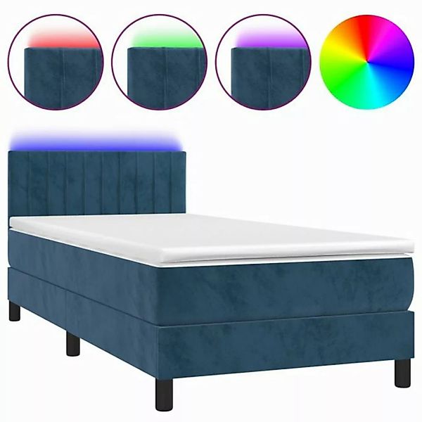 vidaXL Boxspringbett Boxspringbett mit Matratze LED Dunkelblau 90x190 cm Sa günstig online kaufen