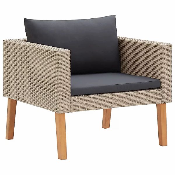 1-sitzer-gartensofa Mit Auflagen Poly Rattan Beige günstig online kaufen