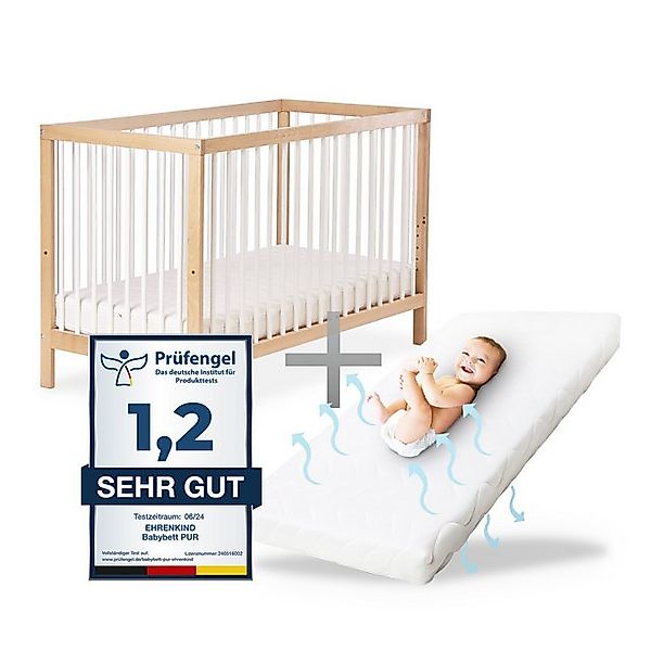 Ehrenkind Babybett PUR inkl. Matratze aus massivem Buchenholz, Gitterbett, günstig online kaufen