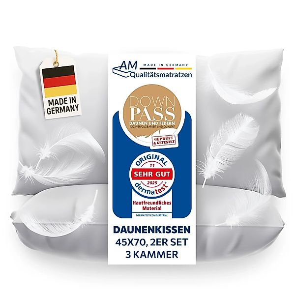 AM Qualitätsmatratzen Premium Daunenkissen 40x80 2er Set im 3-Kammer-System günstig online kaufen