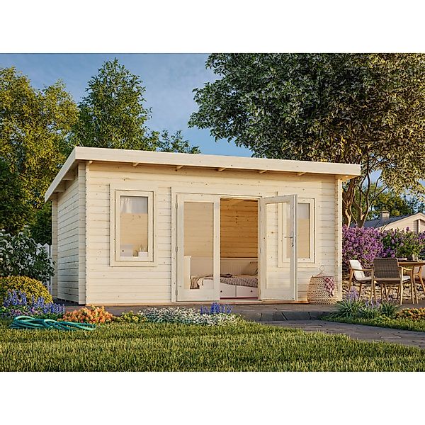 Palmako Gartenhaus Lisa 450 x 330 cm Lackiert Hellgrau-Anthrazit FSC® günstig online kaufen