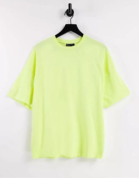 ASOS DESIGN – Oversize-T-Shirt aus Bio-Material in Limettengrün-Braun günstig online kaufen