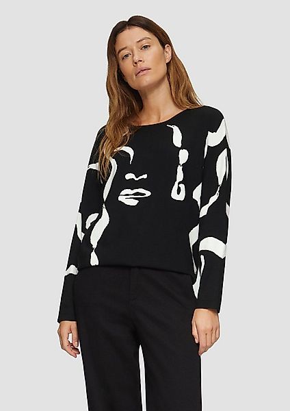 s.Oliver Longpullover Strickpullover Jacquard-Pullover mit Fledermausärmeln günstig online kaufen