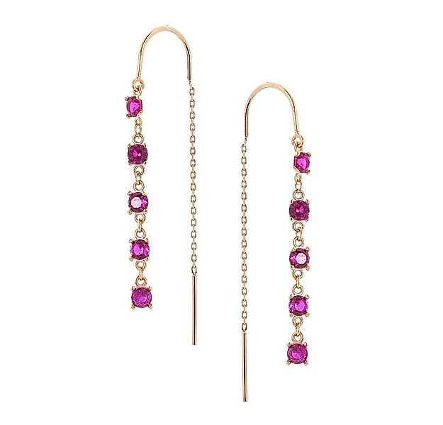 Golders Paar Ohrhänger Durchzieher-Ohrringe aus 585 Rotgold mit Zirkonia (2 günstig online kaufen