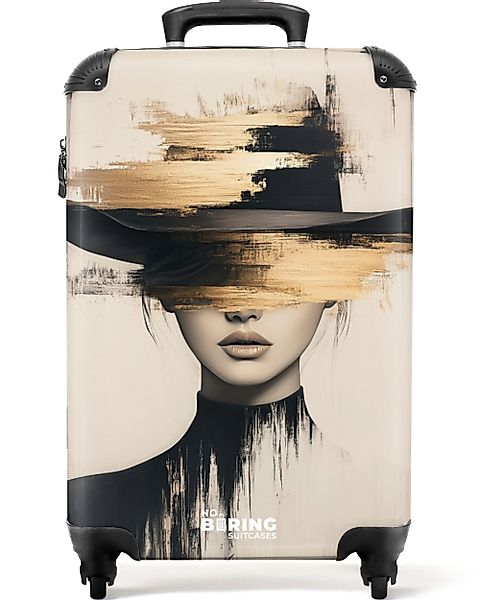NoBoringSuitcases.com© Hartschalen-Trolley Frau mit schwarzem Hut günstig online kaufen