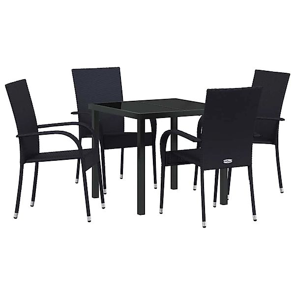 vidaXL Garten Essgruppe 5-Tlg Schwarz Poly Rattan 3379402 günstig online kaufen