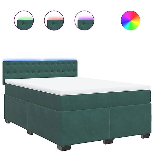 vidaXL Boxspringbett mit Matratze Dunkelgrün 160x200 cm Samt 3288669 günstig online kaufen
