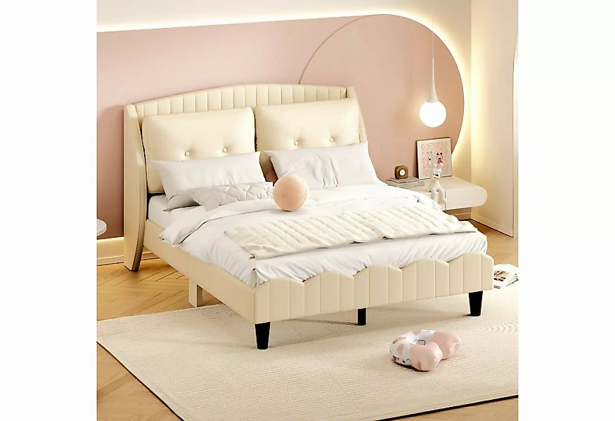 REDOM Kinderbett 140 x 200 cm Gästebett Polsterbett (Doppelbett aus Leder, günstig online kaufen