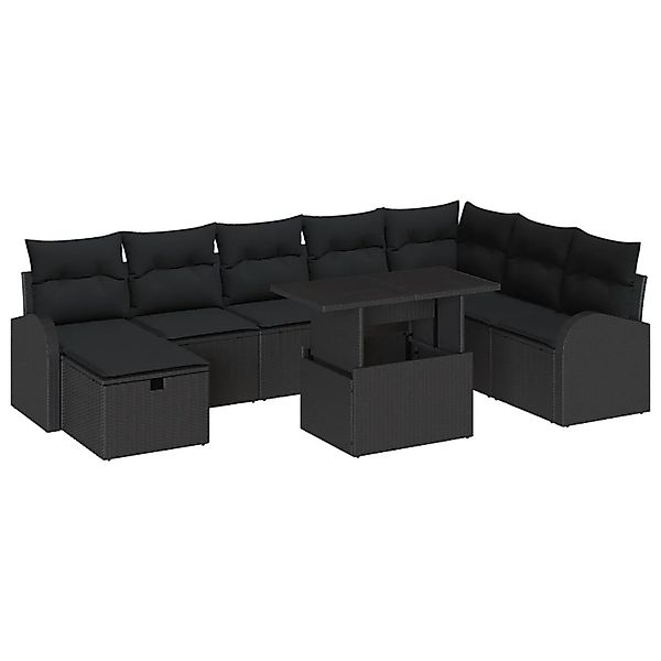 vidaXL 9-Teiliges Gartensofa-Set mit Kissen in Schwarz aus Poly Rattan 3361 günstig online kaufen