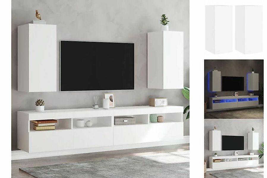 vidaXL TV-Schrank TV-Lowboard TV-Wandschränke mit LED-Leuchten 2 Stk Weiß 3 günstig online kaufen
