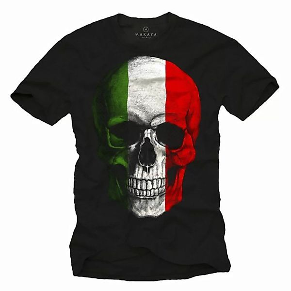 MAKAYA Print-Shirt Italien Flagge Skull T-Shirt mit Fahne Totenkopf Fußball günstig online kaufen