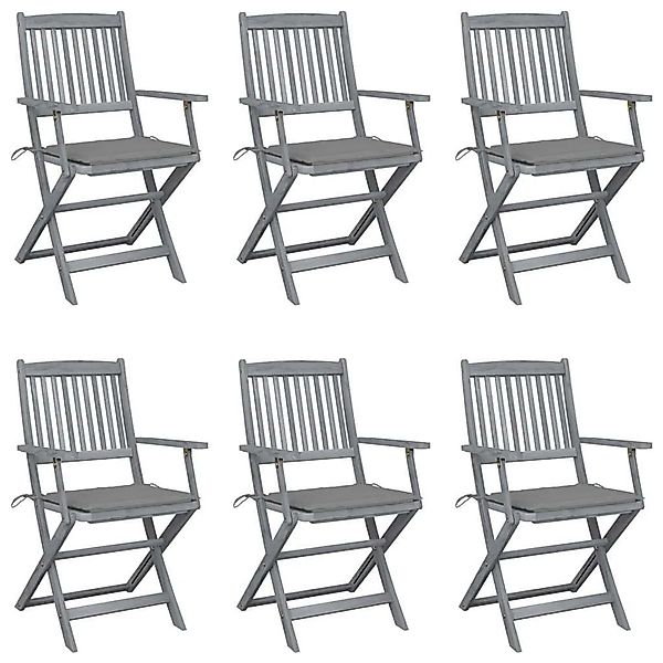 vidaXL Klappbare Gartenstühle 6 Stk mit Sitzkissen Massivholz Akazie 306540 günstig online kaufen