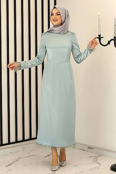 fashionshowcase Satinkleid Damen Abendkleid schlicht Abiye Abaya Modest Fas günstig online kaufen