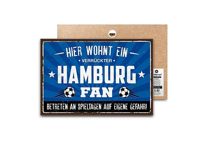 ARTFAVES Holzbild Schild mit Spruch - Hier wohnt ein verrückter HAMBURG Fan günstig online kaufen