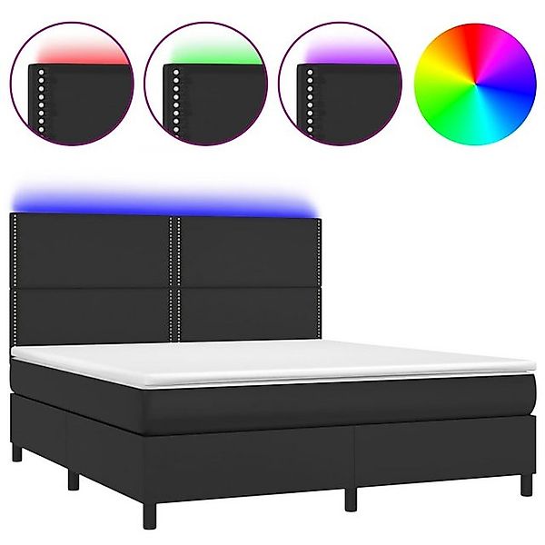 vidaXL Boxspringbett, Boxbett mit Matratze & LED Schwarz 160x200 cm Kunstle günstig online kaufen