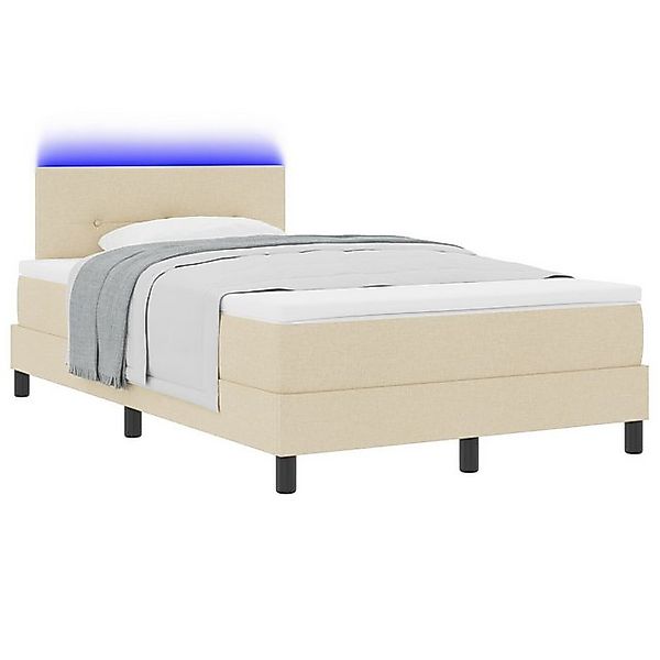 vidaXL Bett Boxspringbett mit Matratze & LED Creme 120x190 cm Stoff (1-tlg) günstig online kaufen