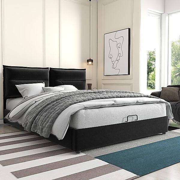 Ulife Boxspringbett Schwarz Polsterbett hydraulisch Doppelbett günstig online kaufen