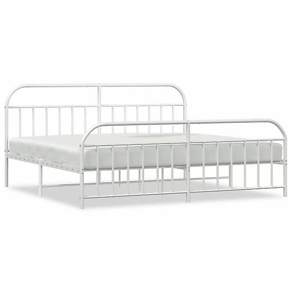 vidaXL Bettgestell mit Kopf- und Fußteil Metall Weiß 193x203 cm Modell 3174 günstig online kaufen